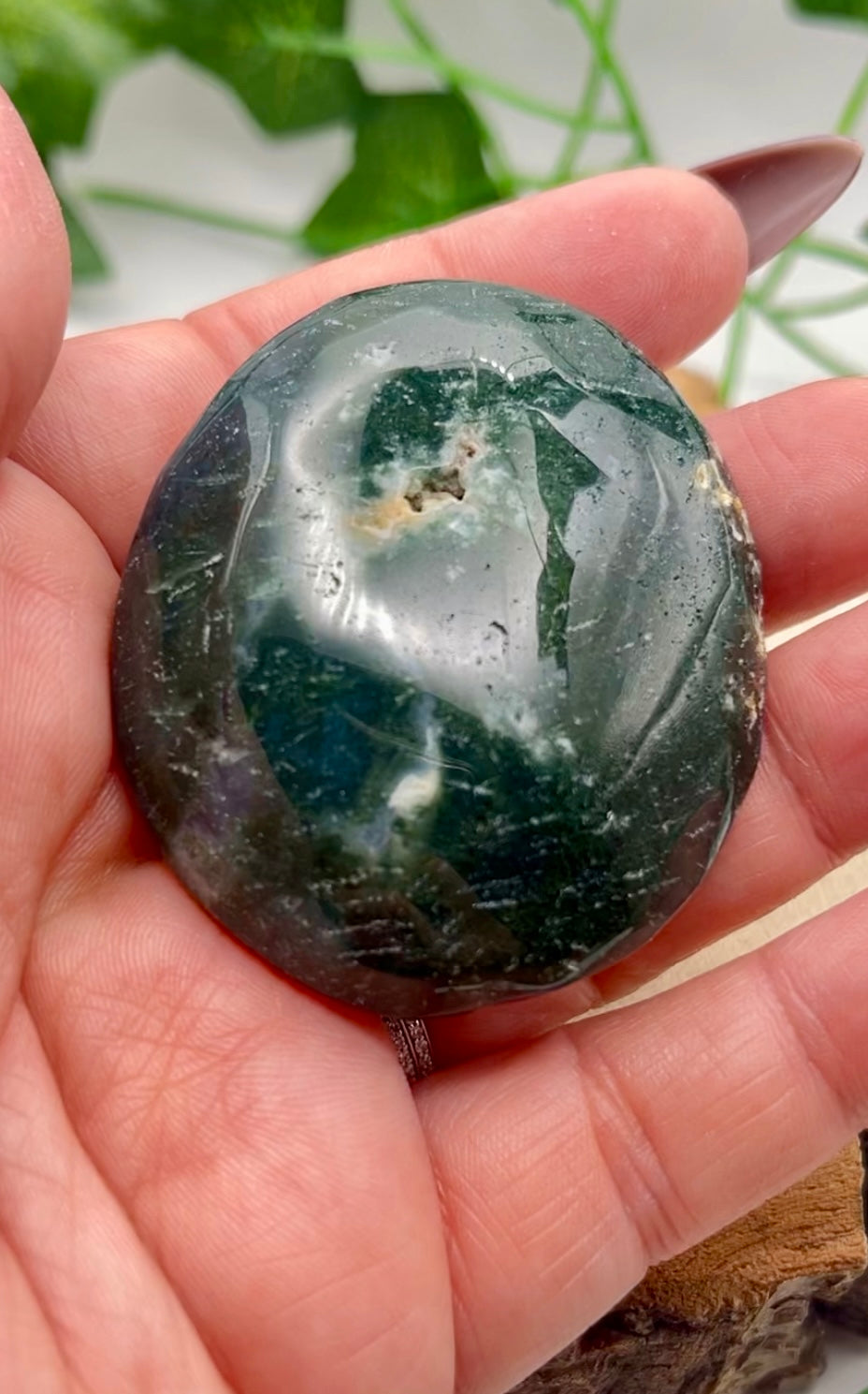 Moss Agate Palm Stone