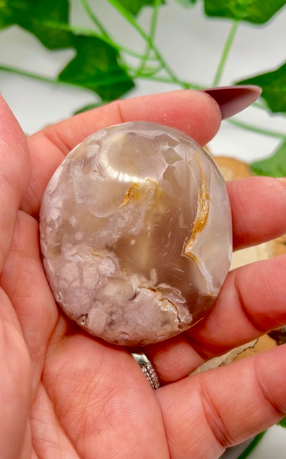 Flower Agate Palm Stone