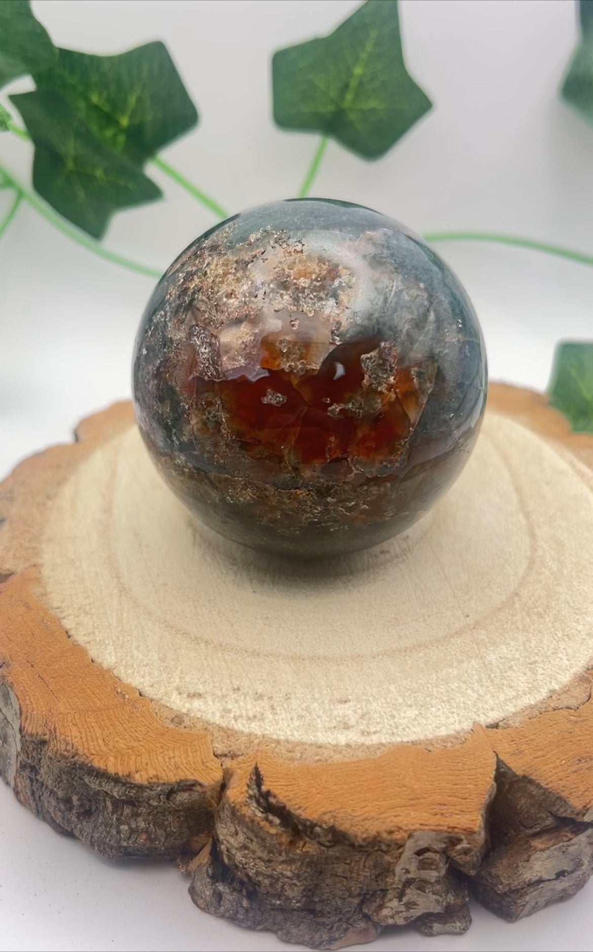 Moss Agate And Carnelian Sphere