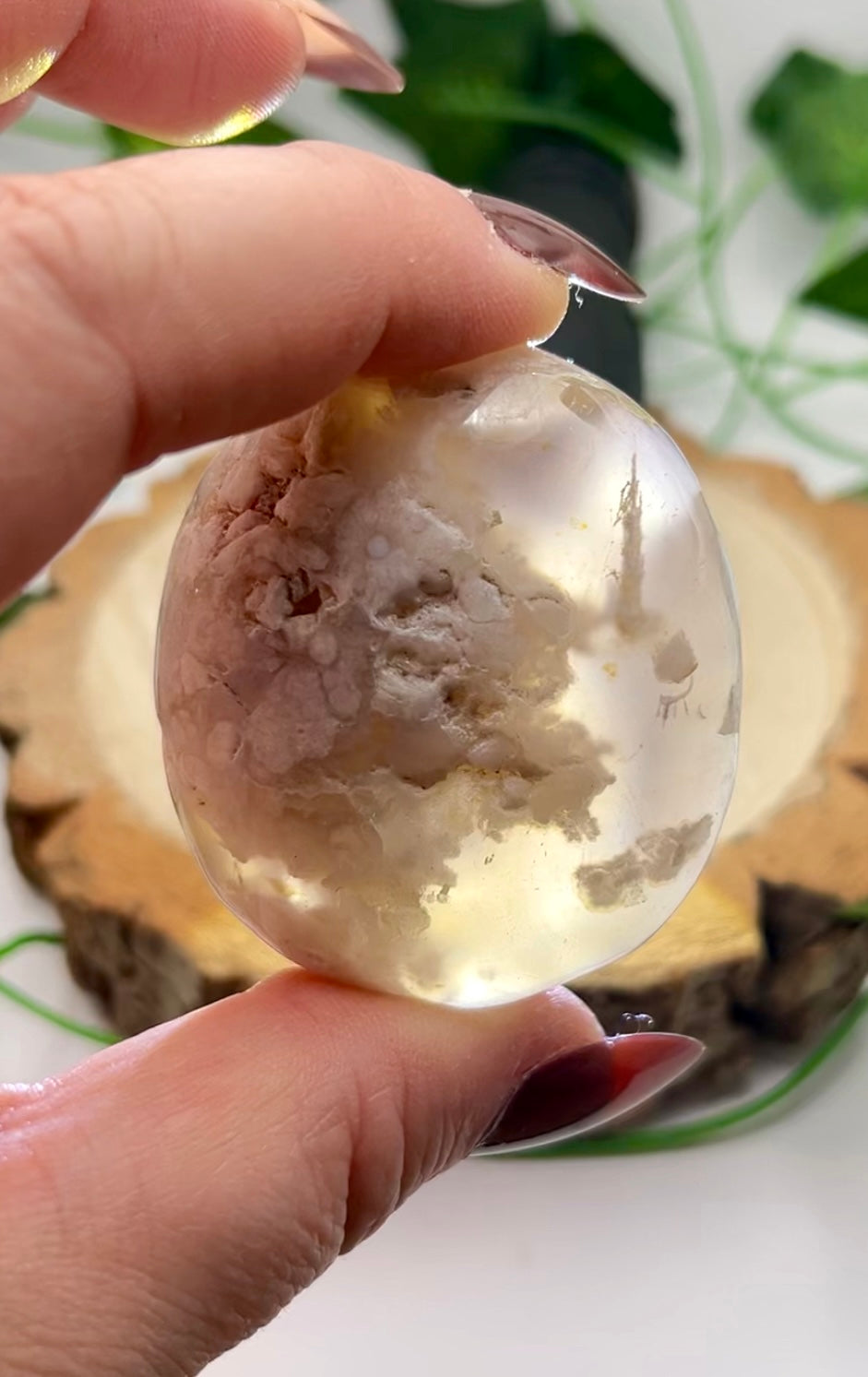 Flower Agate Palm Stone
