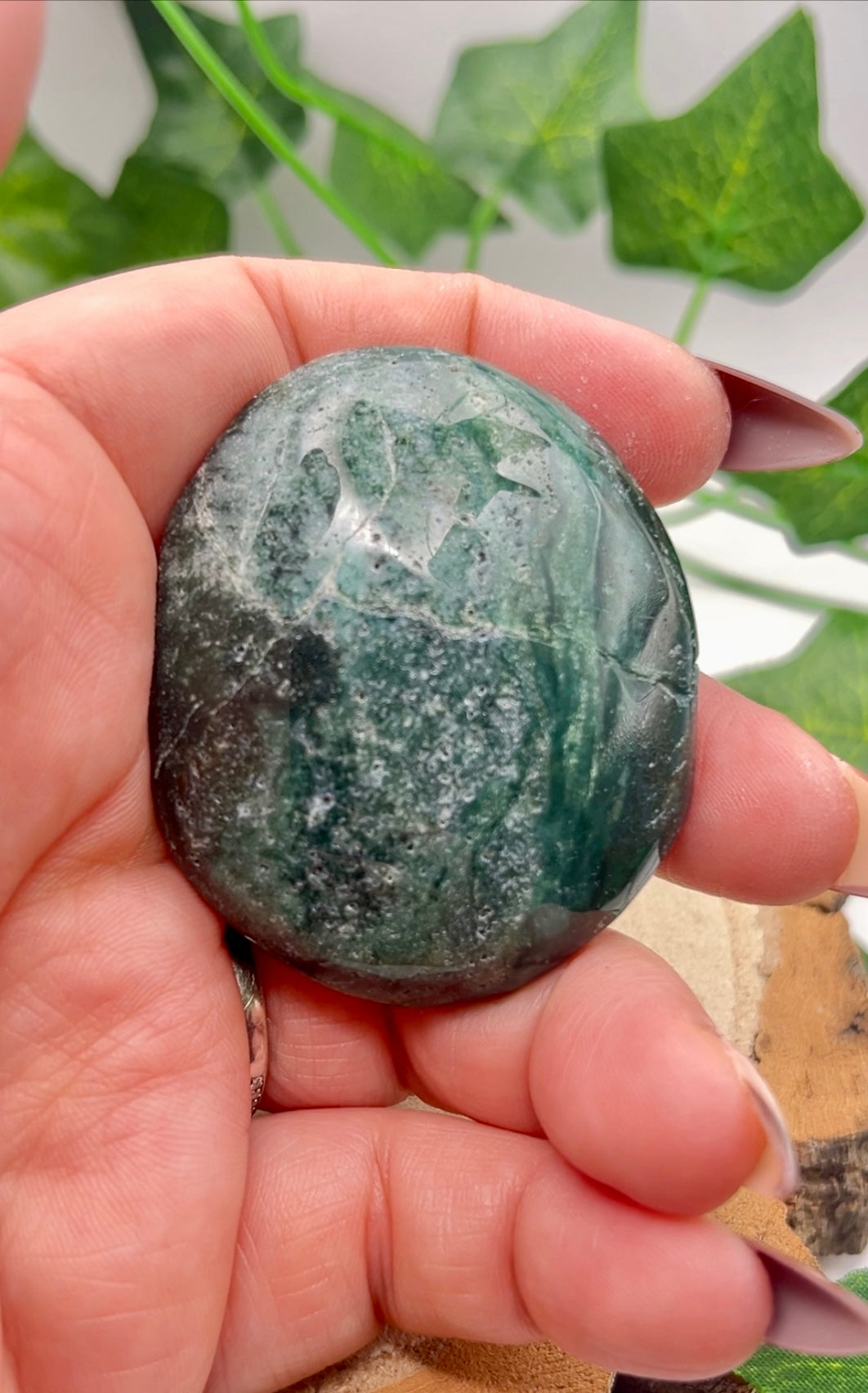 Moss Agate Palm Stone