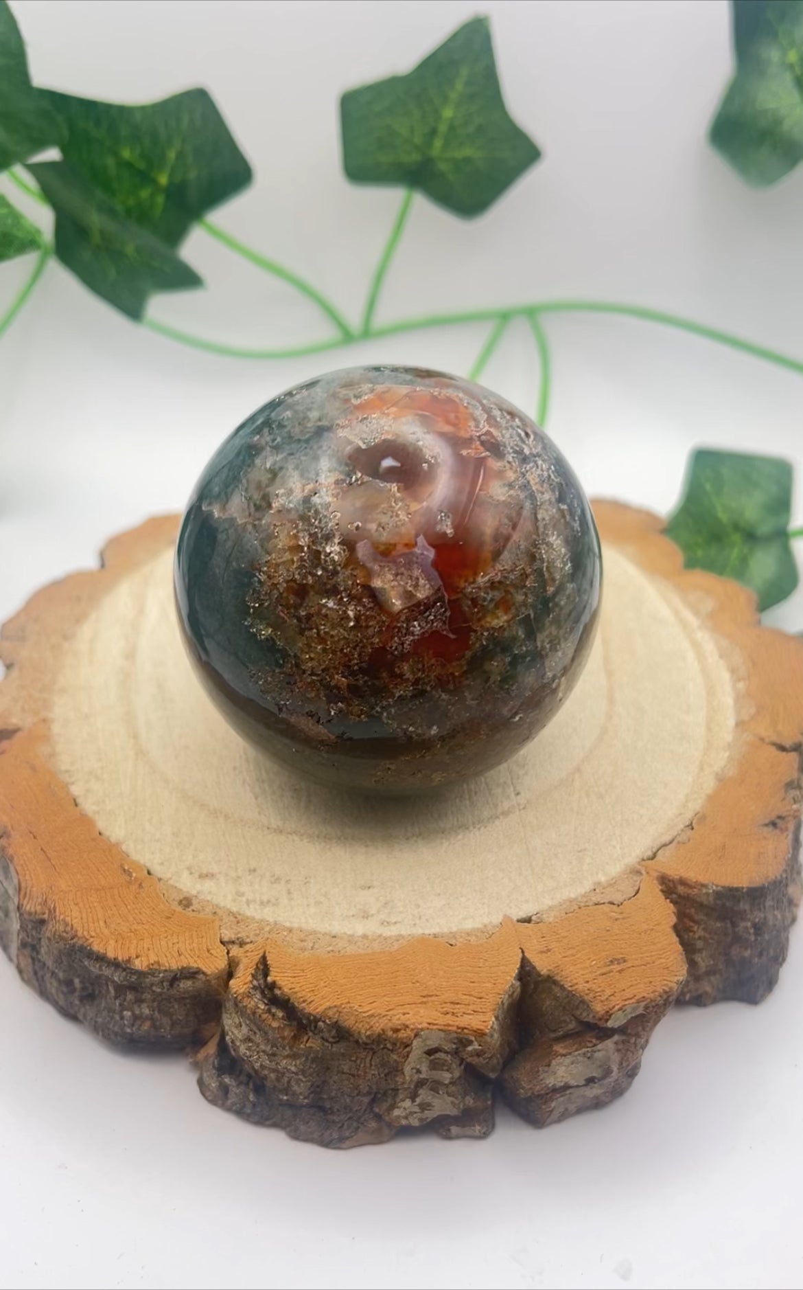 Moss Agate And Carnelian Sphere
