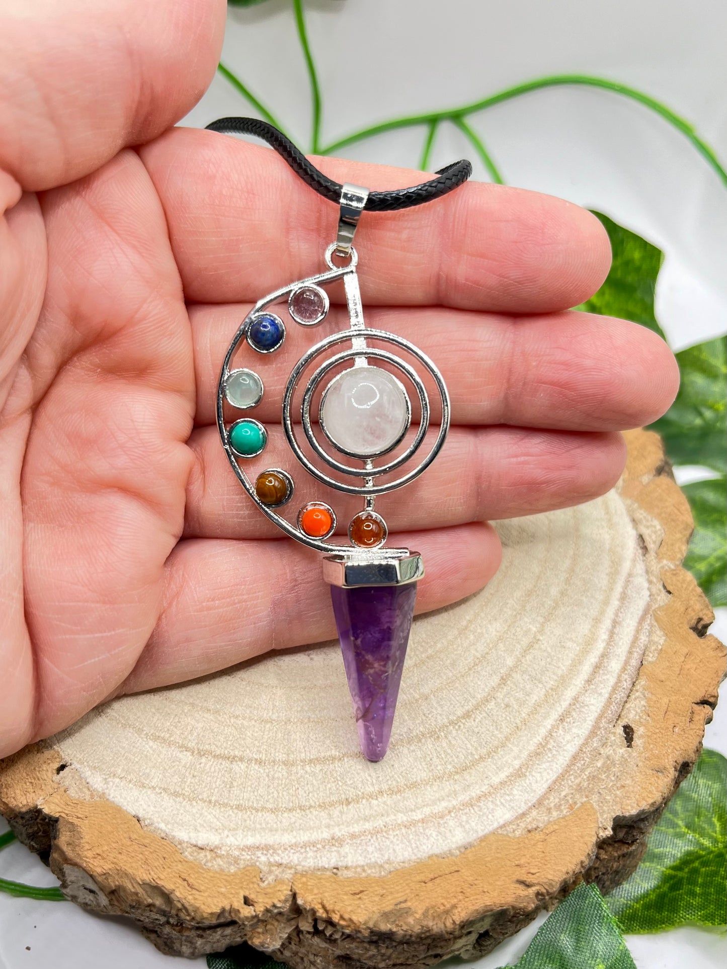 Chakra Amethyst Pendant