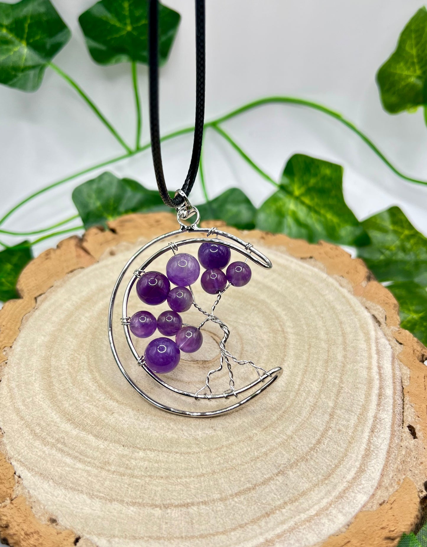 Amethyst Tree Of Life Moon Pendant