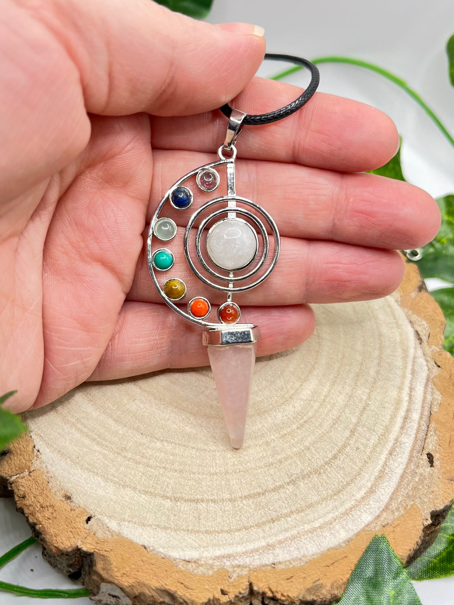 Chakra Rose Quartz Pendant