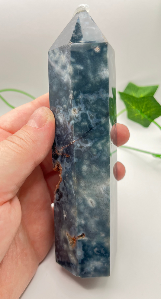Moss Agate Tower with Ocean Jasper