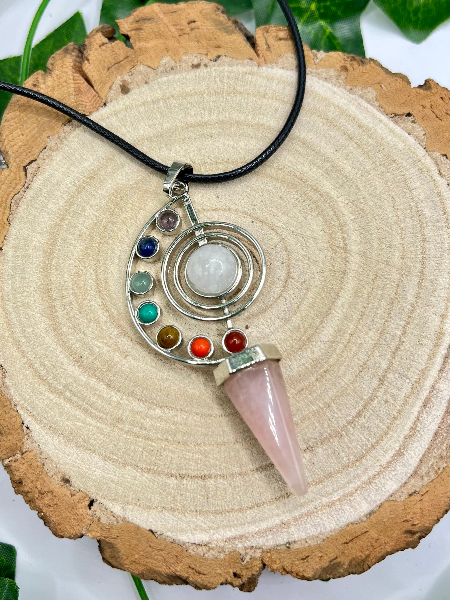 Chakra Rose Quartz Pendant