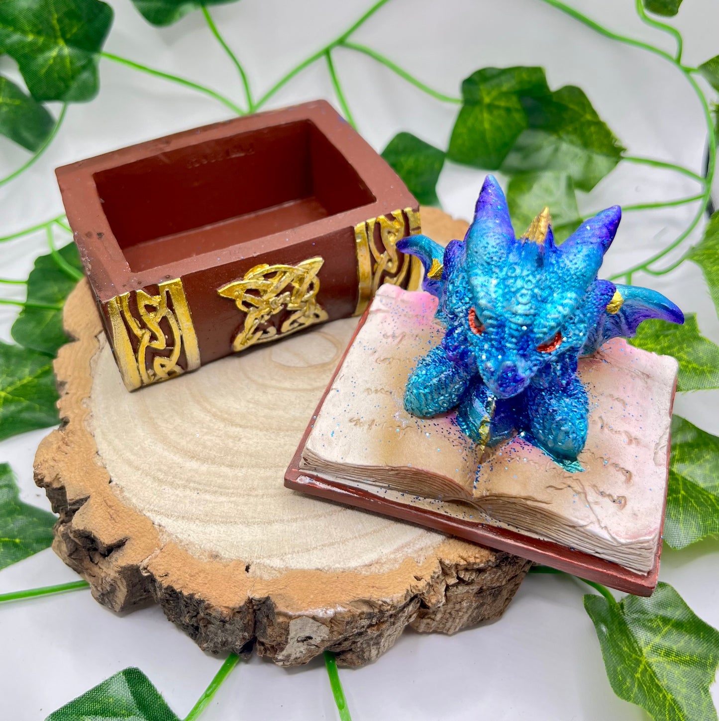 Dragon And Book Trinket Box set