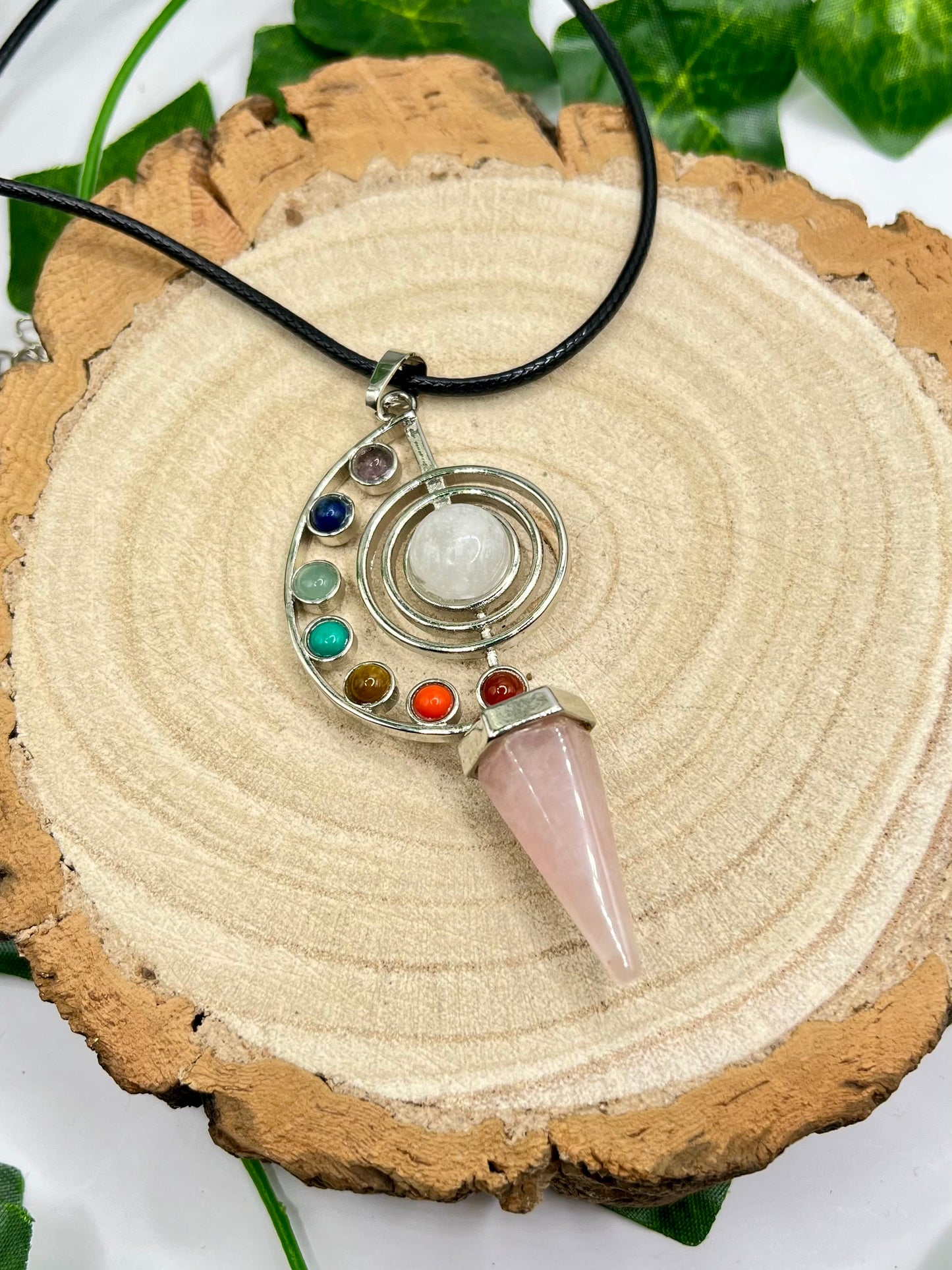 Chakra Rose Quartz Pendant