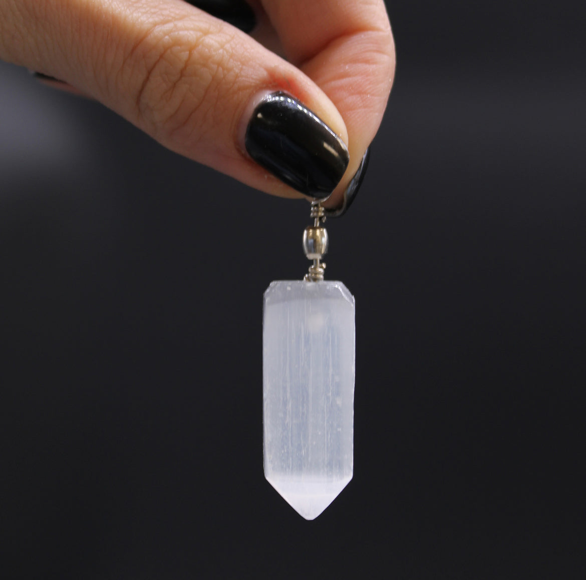 Selenite Obelisk Pendant With Cord