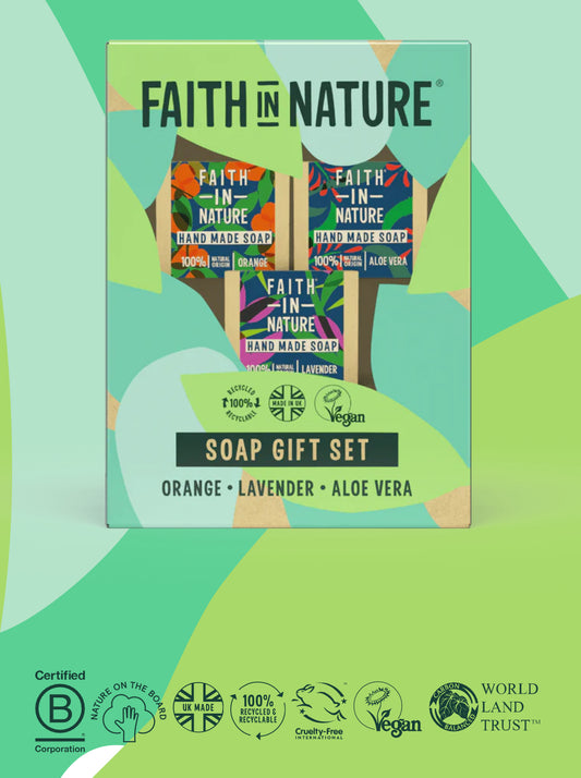 Faith In Nature Soap Stack - Orange, Aloe Vera And Lavender 100g