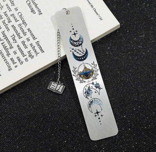 Moon Pattern Stainless Steel Bookmark