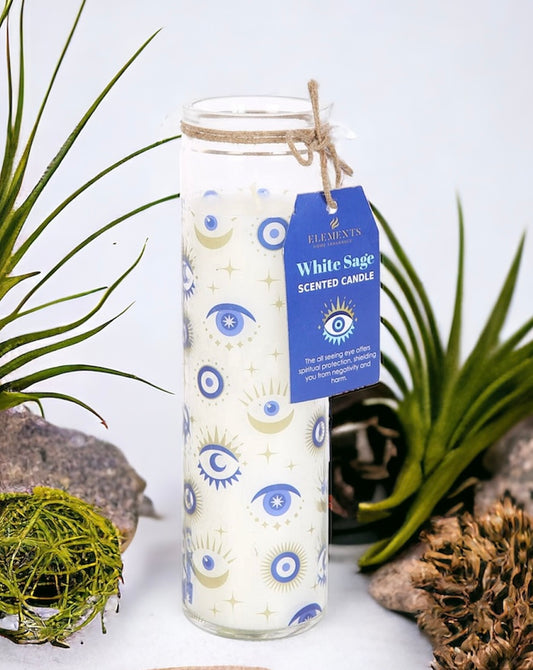 All Seeing Eye White Sage Tube Candle