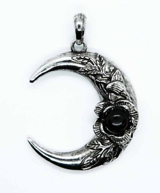 Obsidian Crescent Moon Pendant