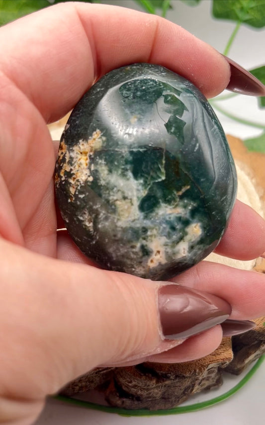 Moss Agate Palm Stone