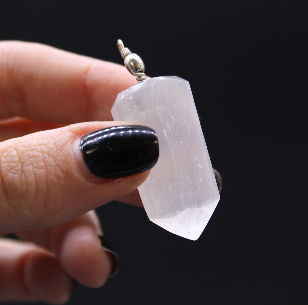 Selenite Obelisk Pendant With Cord