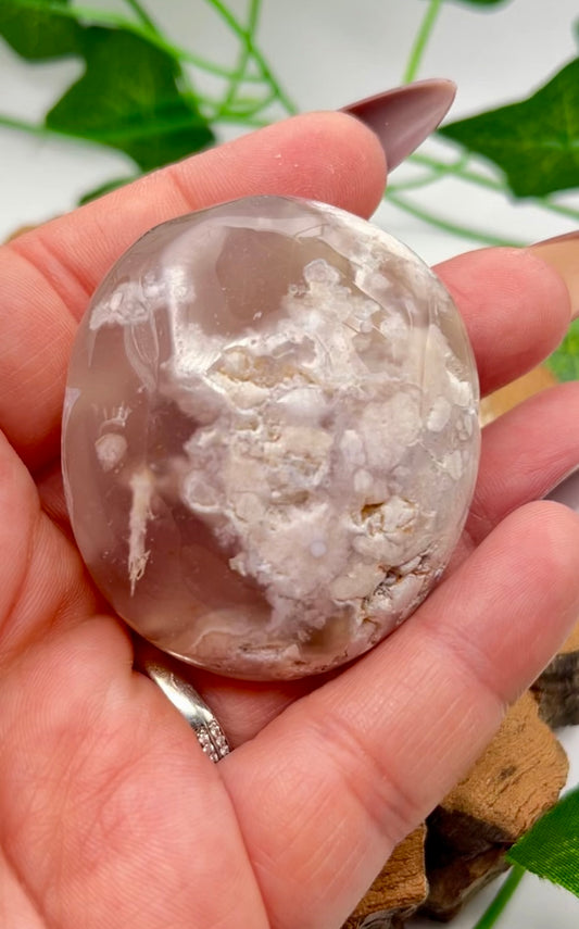 Flower Agate Palm Stone