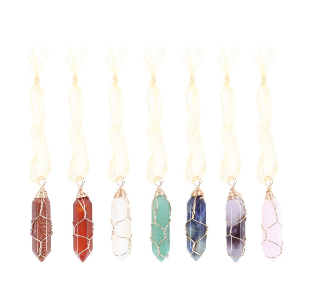 Set Of 7 Hanging Crystal Tree Decorations