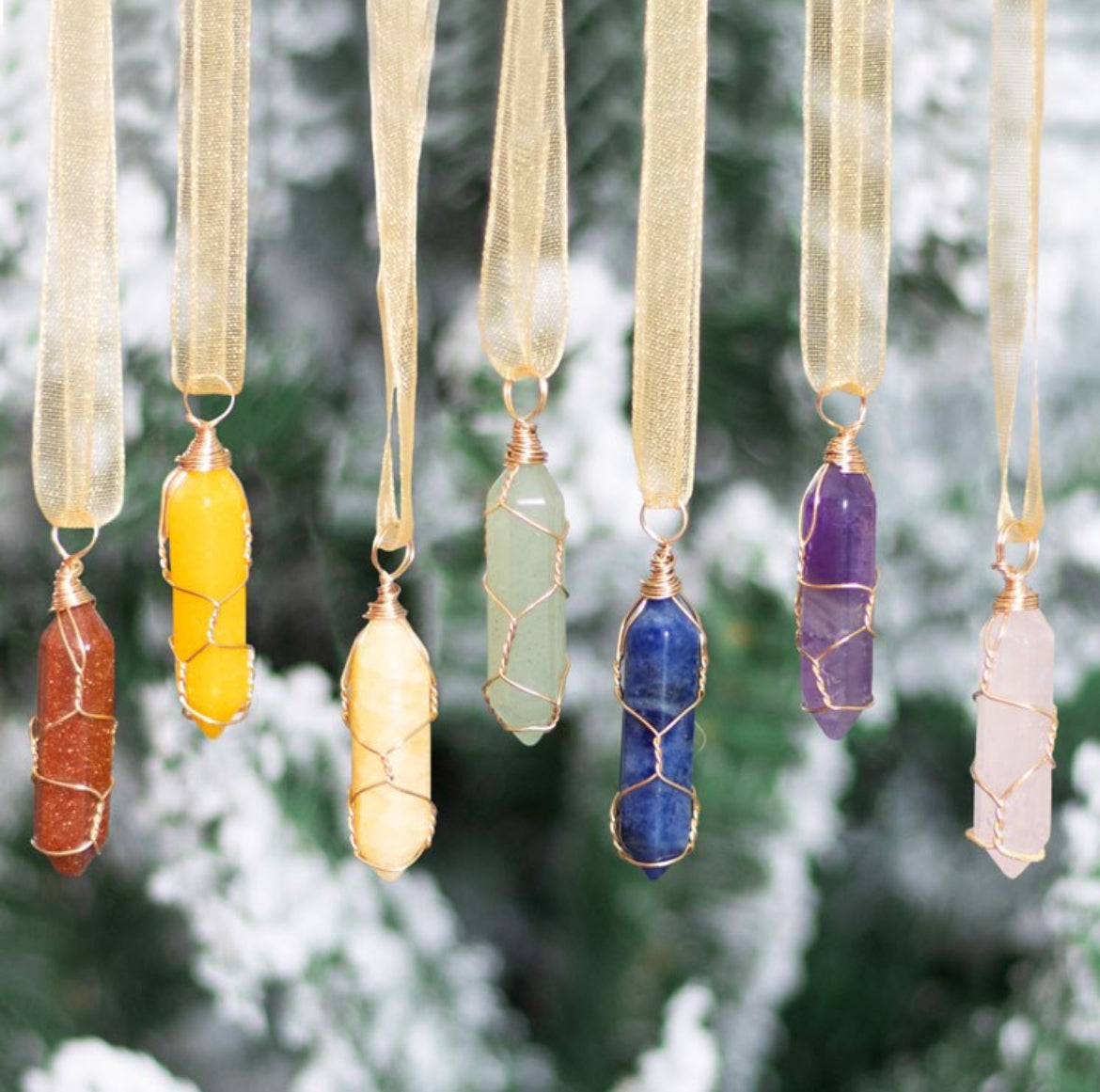 Set Of 7 Hanging Crystal Tree Decorations