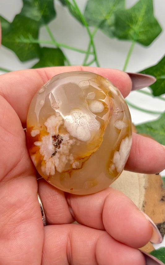 Flower Agate Palm Stone