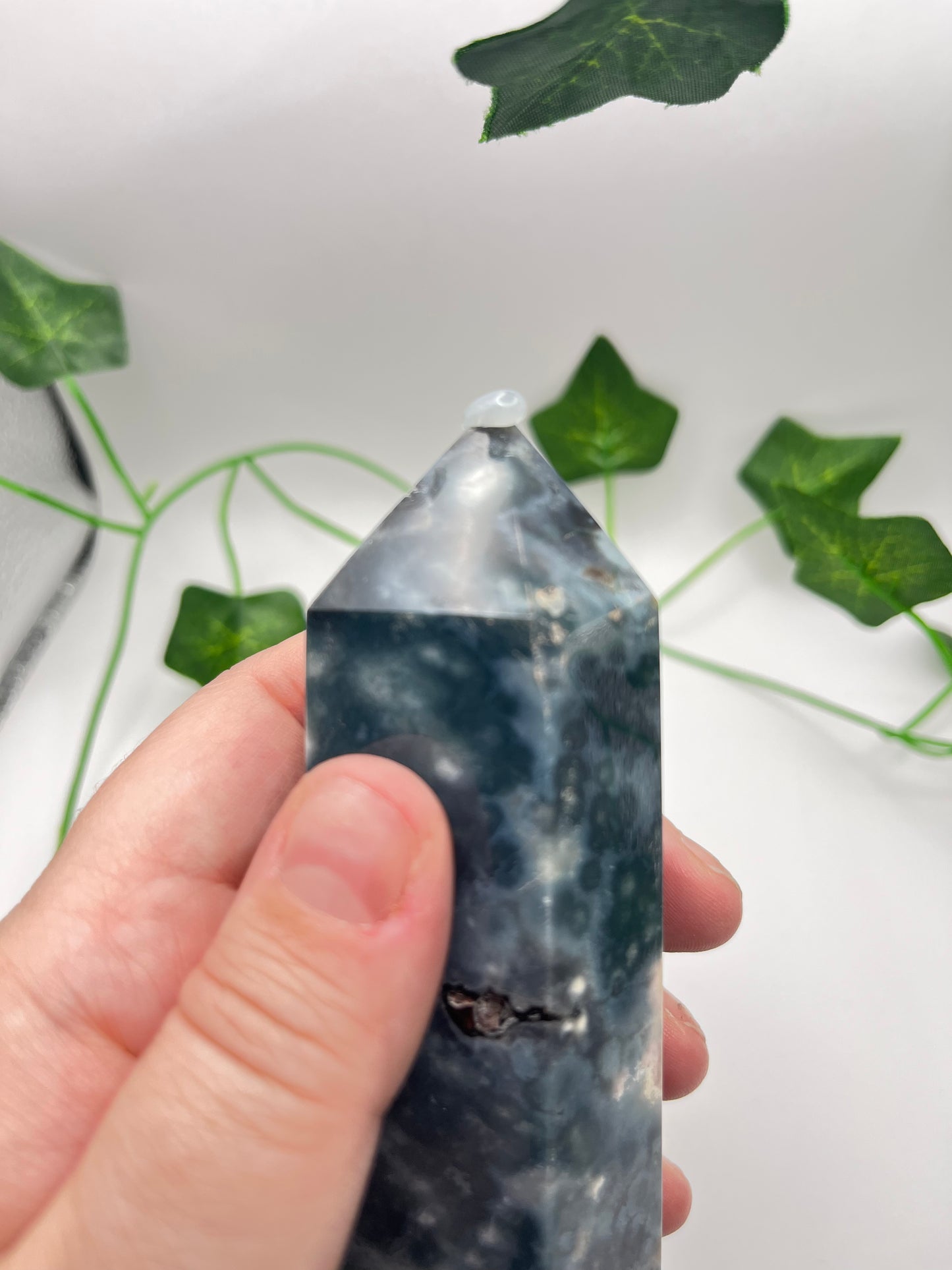 Moss Agate Tower with Ocean Jasper