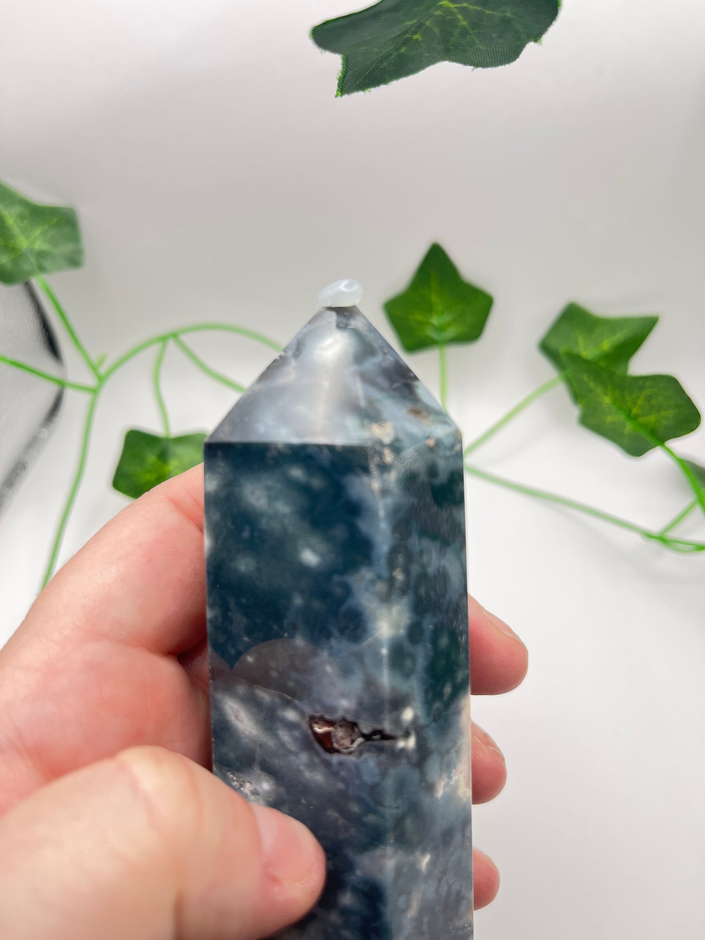 Moss Agate Tower with Ocean Jasper