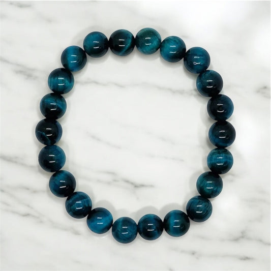 Blue Tigers Eye Beaded Bracelet