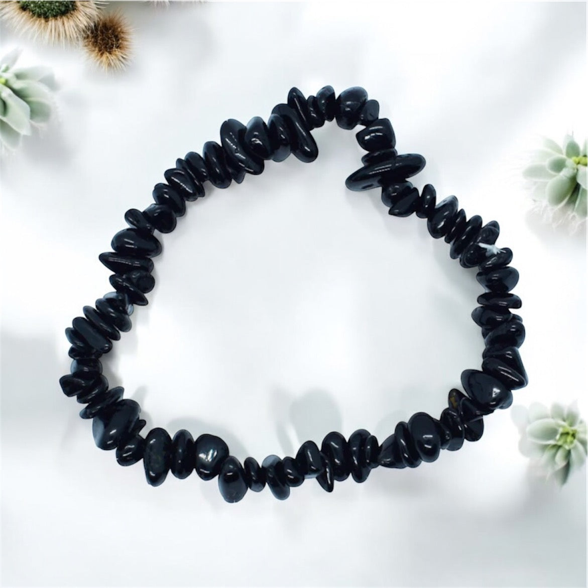 Black Tourmaline Crystal Chip Bracelet