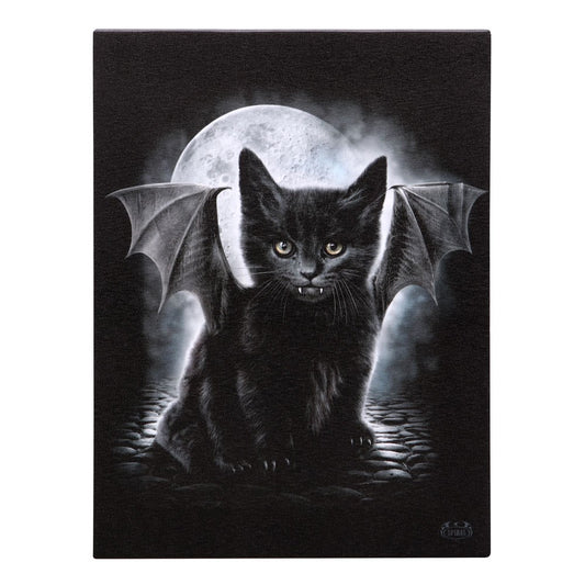 Bat Cat Canvas Plaque 19x25cm