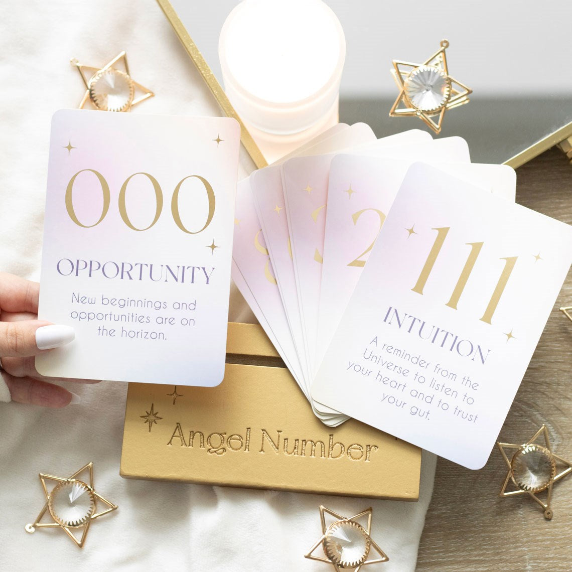 Angel Number Affirmation Cards With Wooden Stand