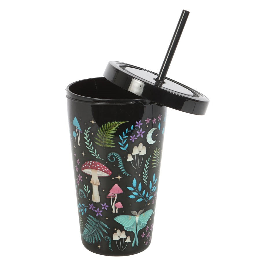 Dark Forest Print Plastic Tumbler With Straw