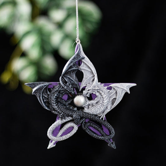 Pentagram Dragon Hanging Ornament By Anne Stokes