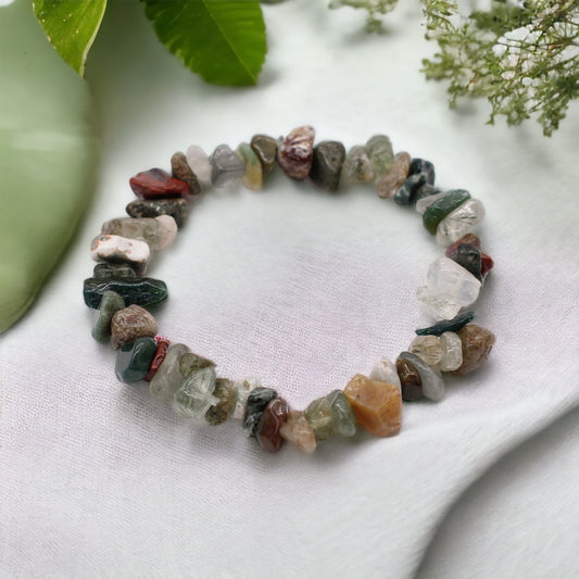 Moss Agate Crystal Chip Bracelet