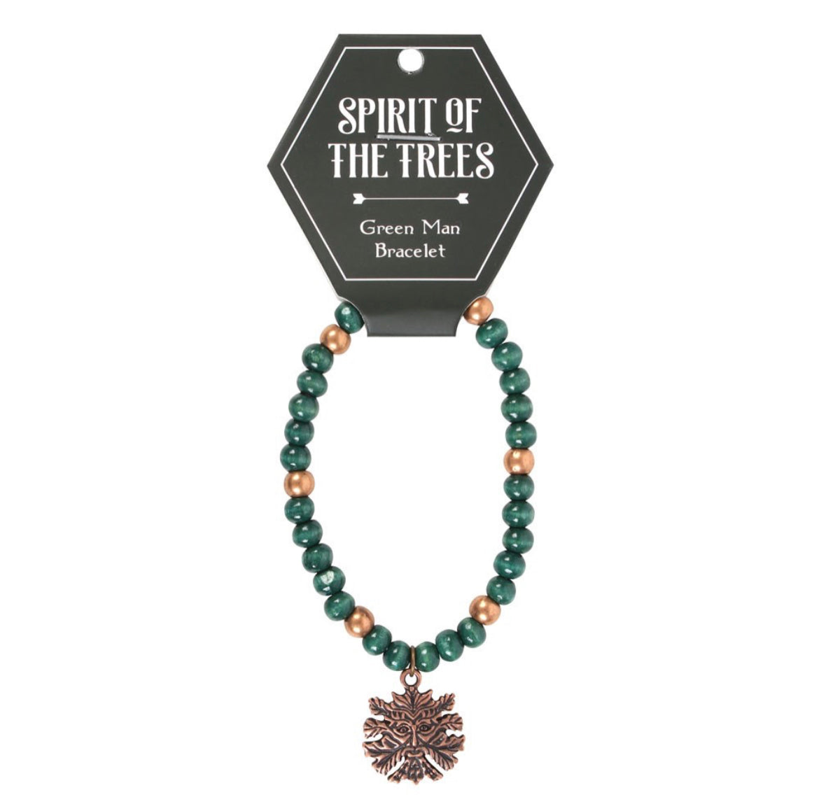 Green Man Wooden Charm Bracelet