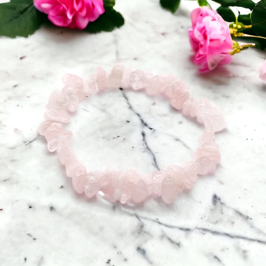 Rose Quartz Crystal Chip Bracelet