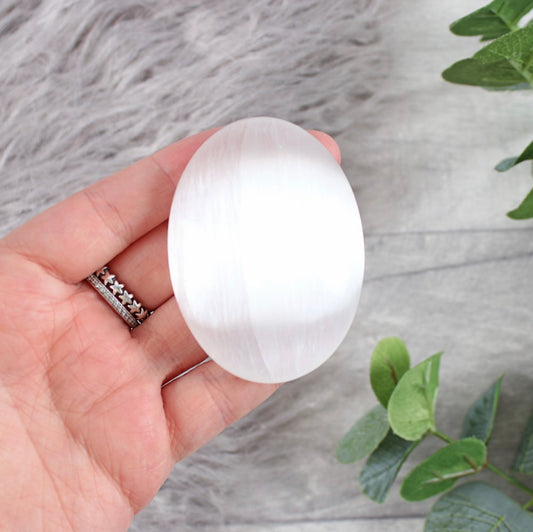 Selenite Palm Stone