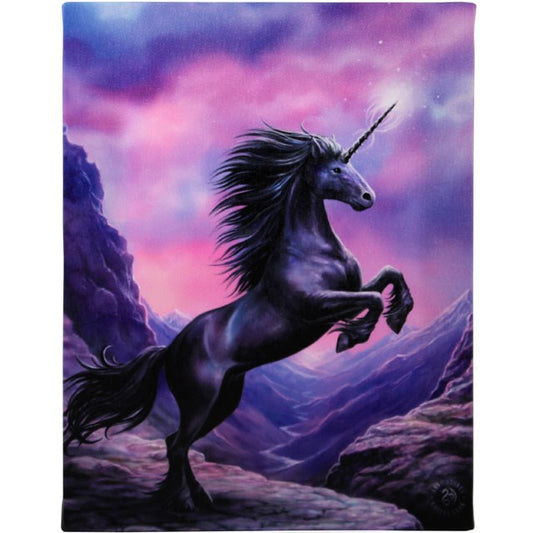 Black Unicorn Canvas Plaque By Anne Stokes 19x25CM