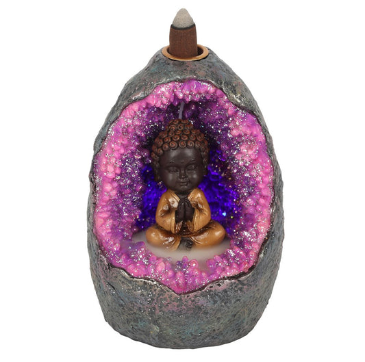 Buddha Crystal Cave LED Backflow Incense Burner