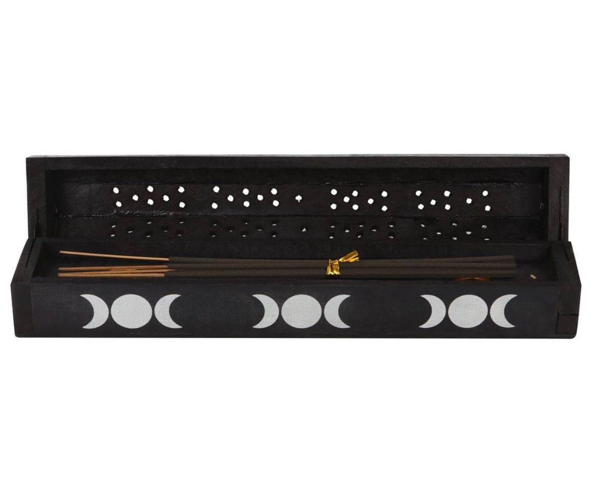 Triple Moon Wooden Box Sage Incense Set